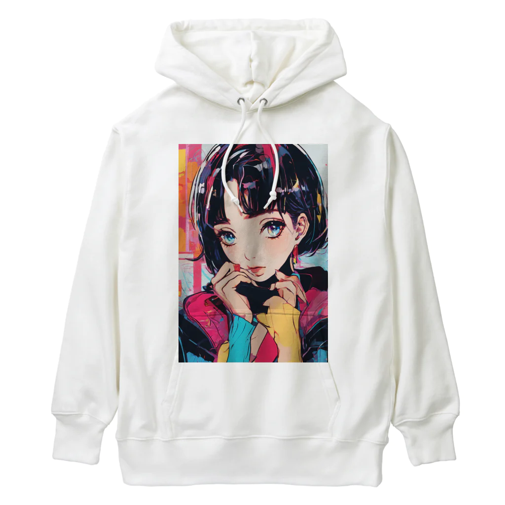 80s pop anime artのキュートな9 0 sアニメスタイル Heavyweight Hoodie