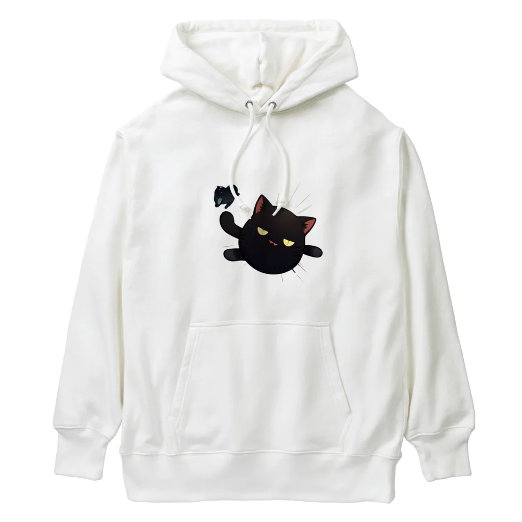 かわいい女の子とシュールな絵のジト目ネコ Heavyweight Hoodie