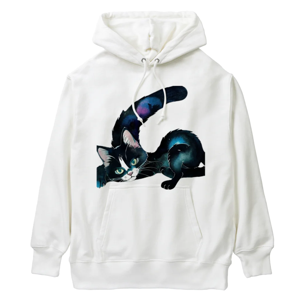 幸運のしっぽの黒猫と魔法の尻尾 Heavyweight Hoodie