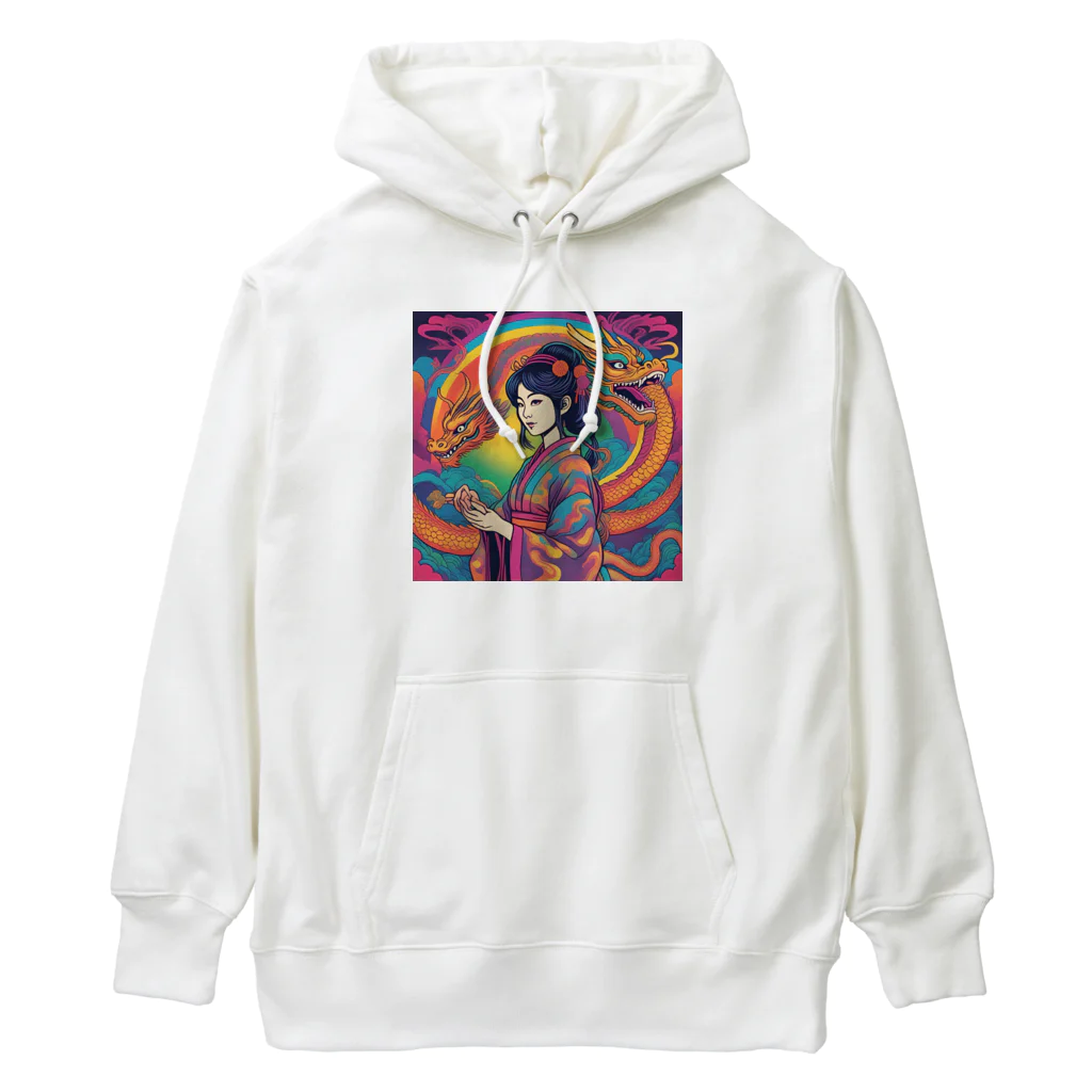 100万屋の百万屋の双竜と巫女グッツ Heavyweight Hoodie