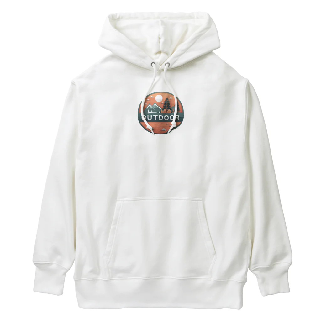 ファンシーTシャツ屋のアウトドアーワッペン夕日 Heavyweight Hoodie