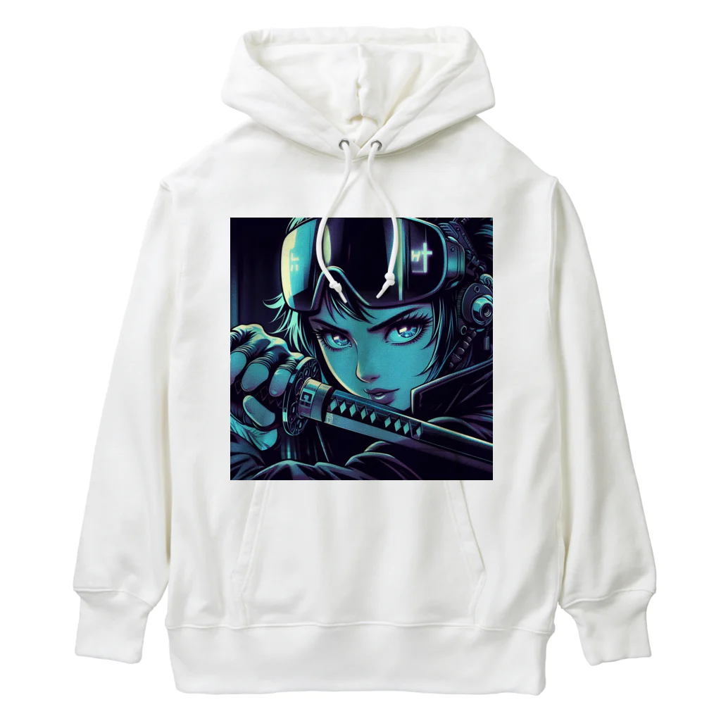 kangekiのサイバーパンクサムライガールNo.5 Heavyweight Hoodie