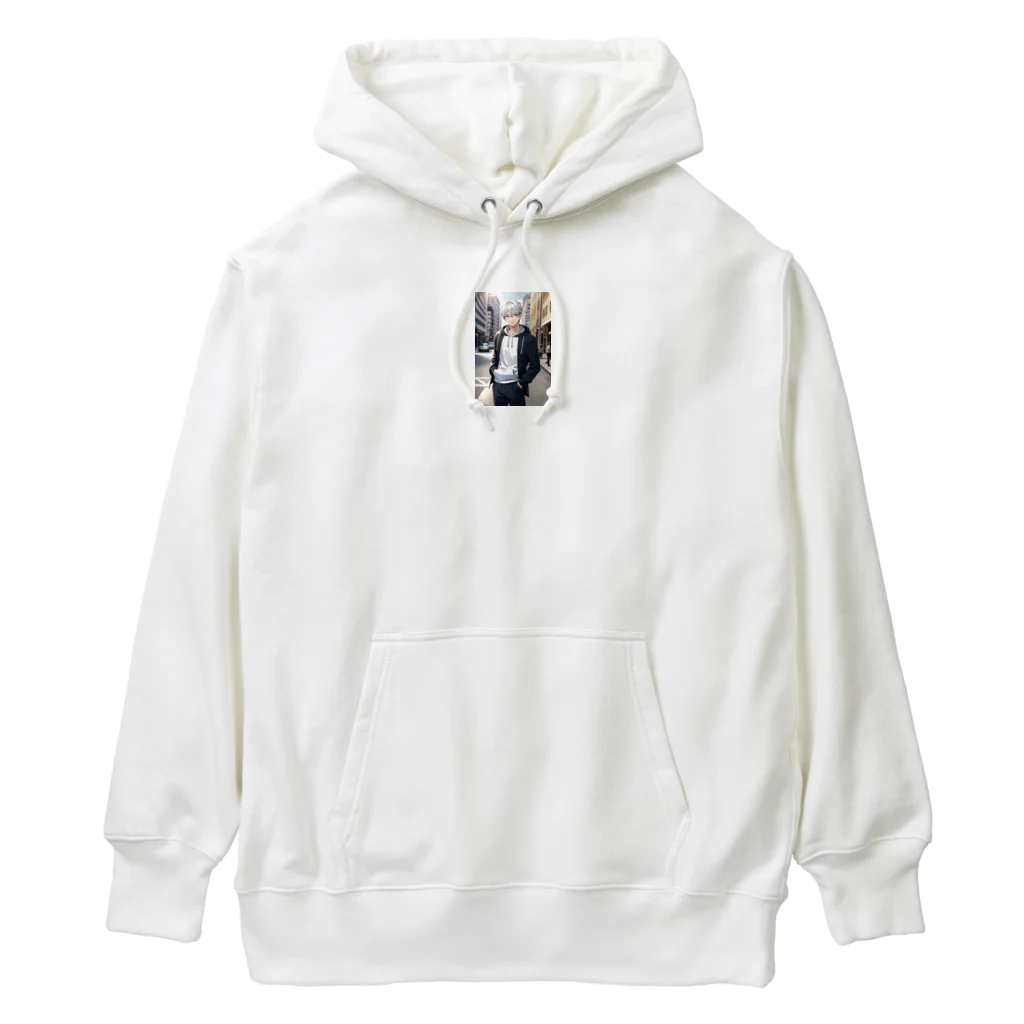 ほっこりアニメマートの白髪メガネ男子 Heavyweight Hoodie