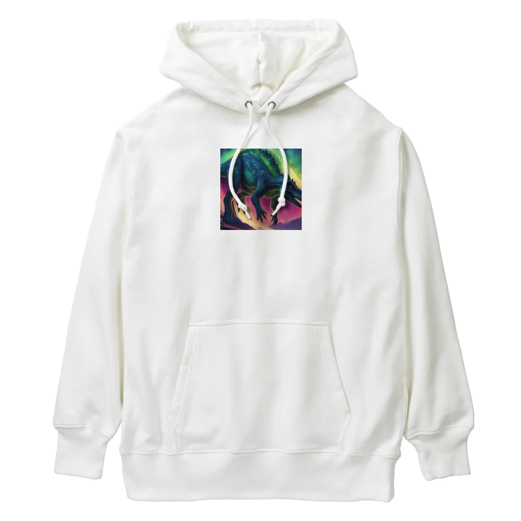 Superherooのオーロラのような発光をする恐竜 Heavyweight Hoodie