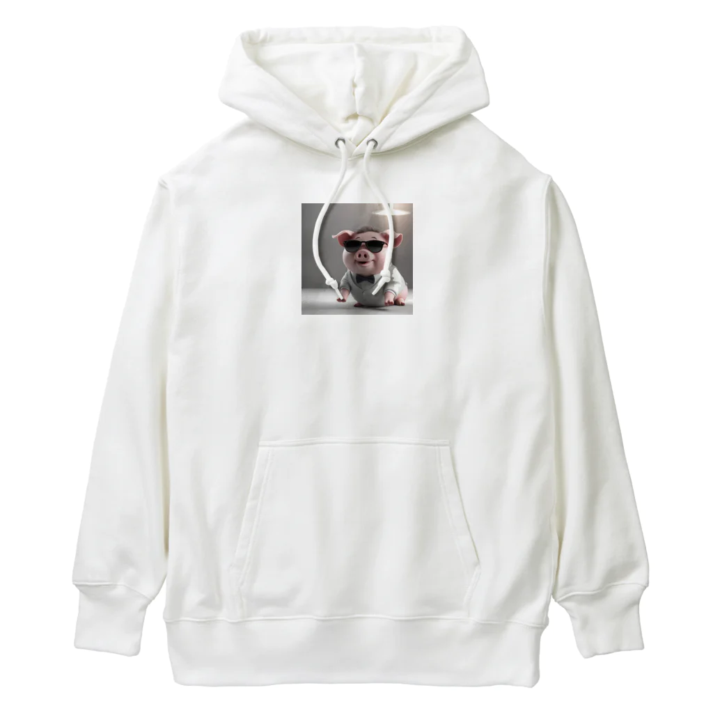 サングラスキャラのユニークなスタイルのサングラスをかけたブタ登場！ Heavyweight Hoodie