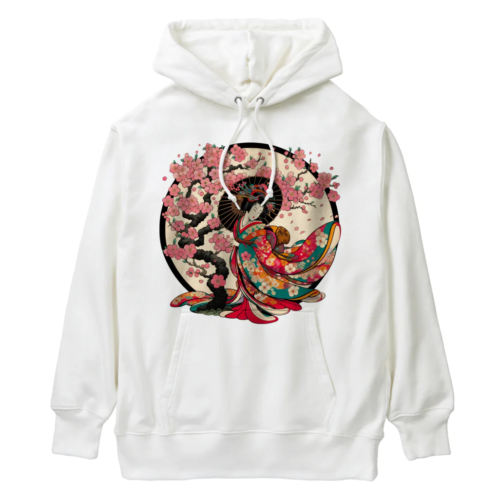 manyou-lab_Ukiyo-eの浮世絵 花魁と桜 Ukiyoe Oiran and Cherry Blossoms [UOS-DL-SR001-0001] Heavyweight Hoodie