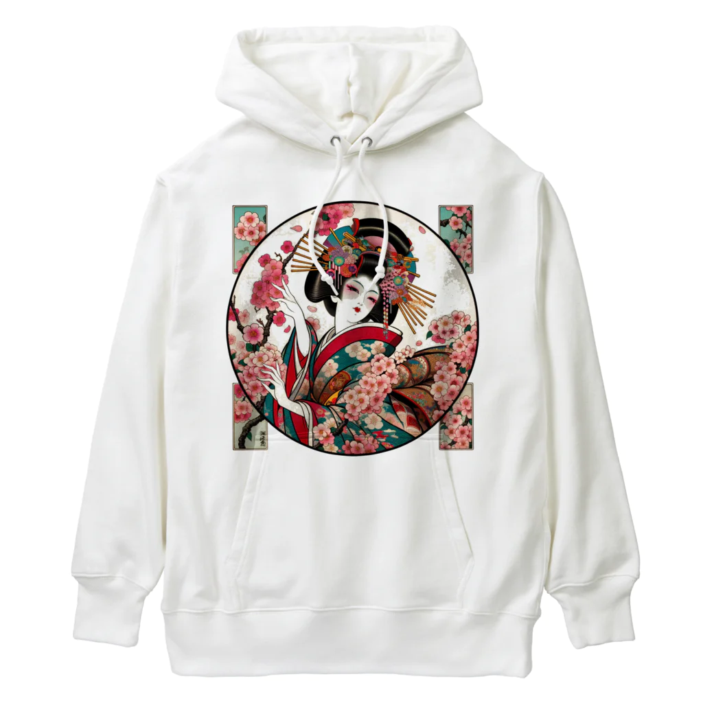 manyou-lab_Ukiyo-eの浮世絵 花魁と桜 Ukiyoe Oiran and Cherry Blossoms [UOS-DL-SR001-0010] Heavyweight Hoodie