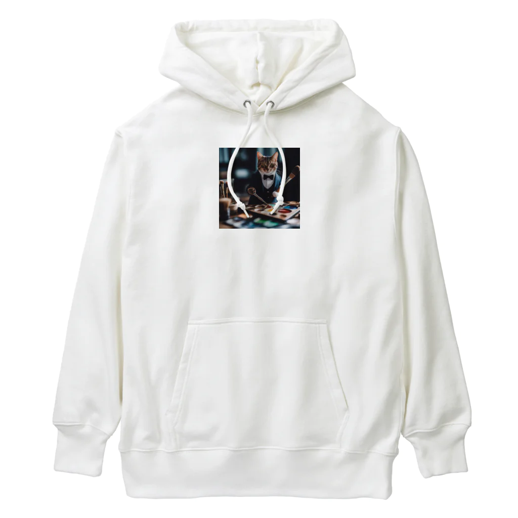 Koroniumの一匹の個性的な猫が絵筆を握っています Heavyweight Hoodie