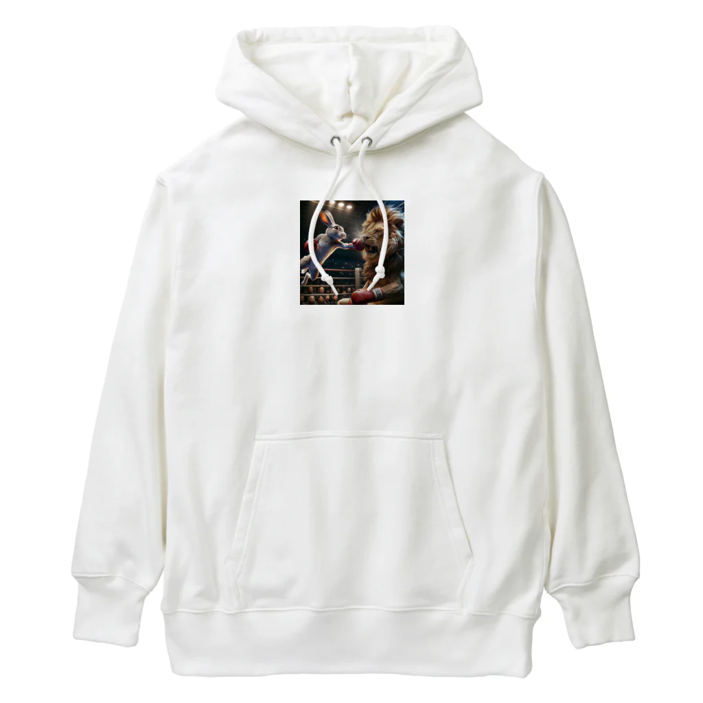 Laugh-Tのウサギとライオンのボクシング Heavyweight Hoodie