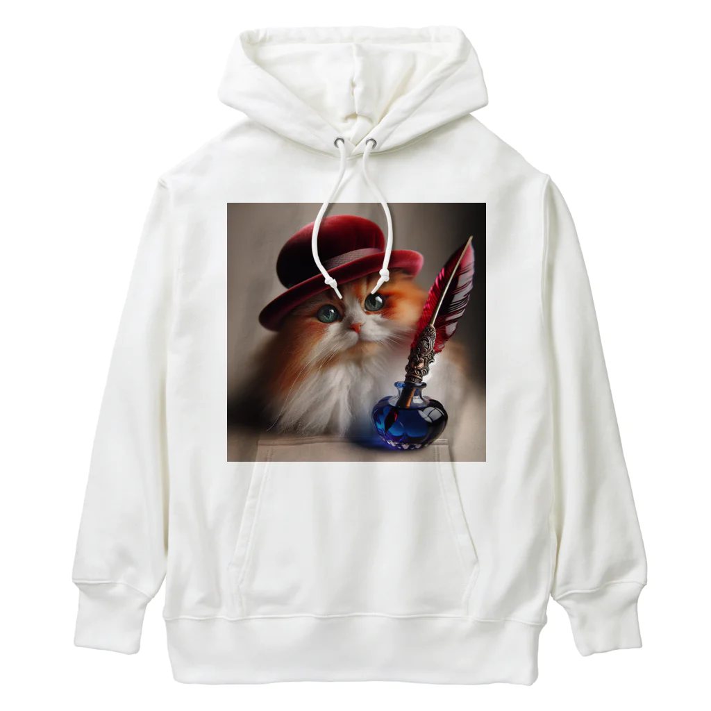 neko_shopの羽ペン猫作家 Heavyweight Hoodie