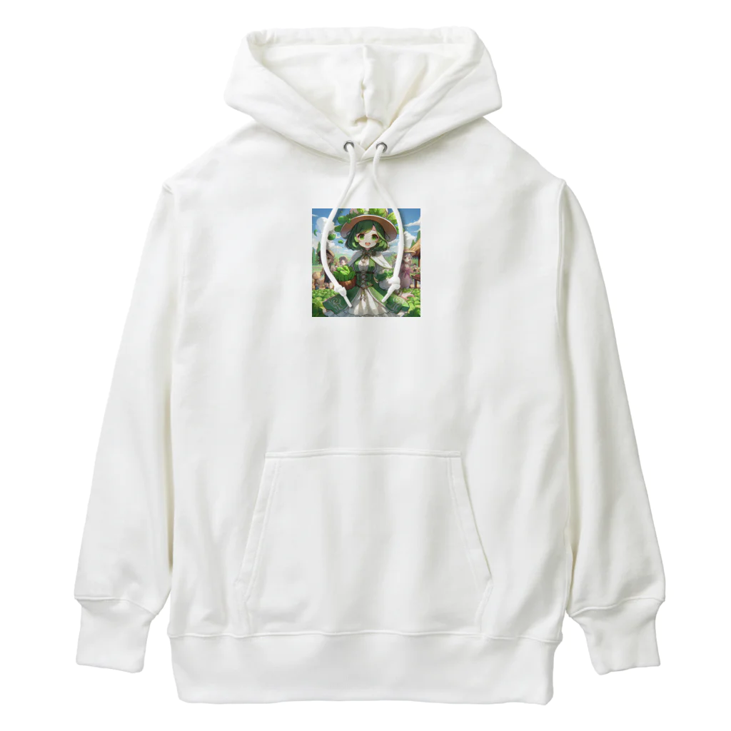 大地の宝物のほうれん草をモチーフにしたアニメキャラクター「スプリナ」 Heavyweight Hoodie