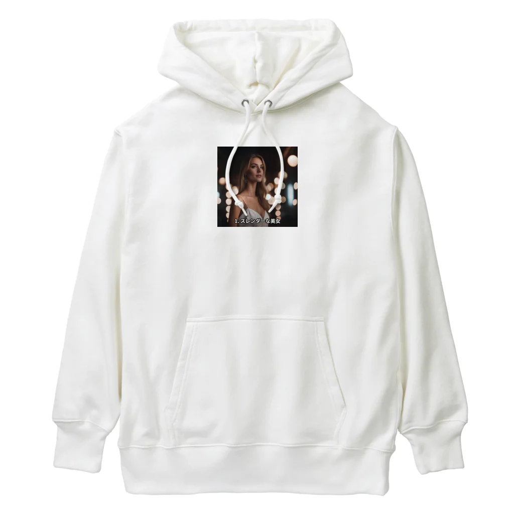 Celestialの美しい女性がスレンダーなシルエットを披露する素敵な写真です。 Heavyweight Hoodie