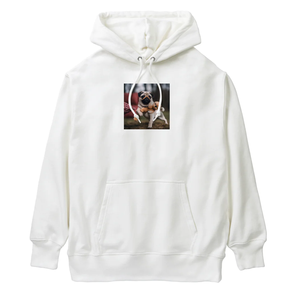 ODDS-345のぬいぐるみと格闘するパグ Heavyweight Hoodie