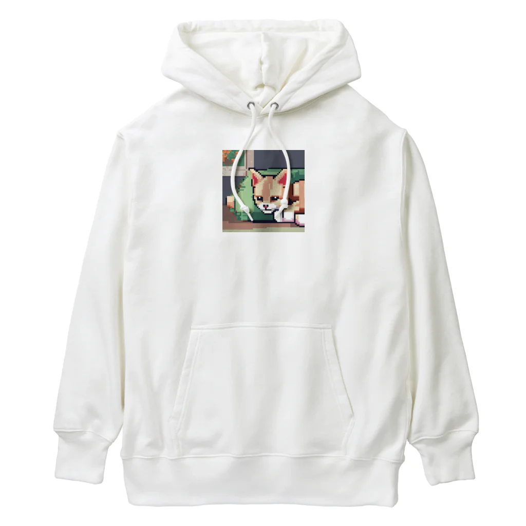 ドット絵ねこさんのお座り猫さん Heavyweight Hoodie