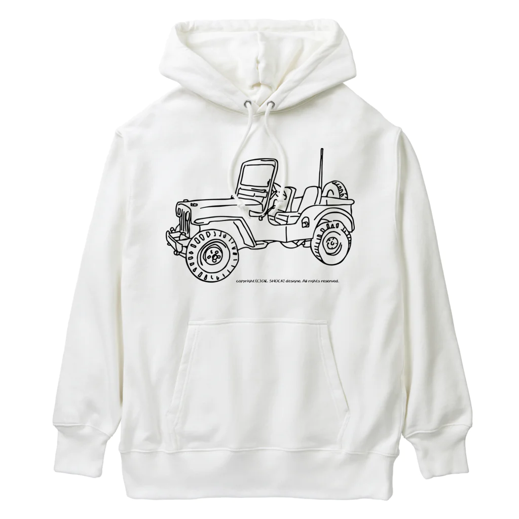 ファンシーTシャツ屋のJeep イラスト ライン画 ヘビーウェイトパーカー