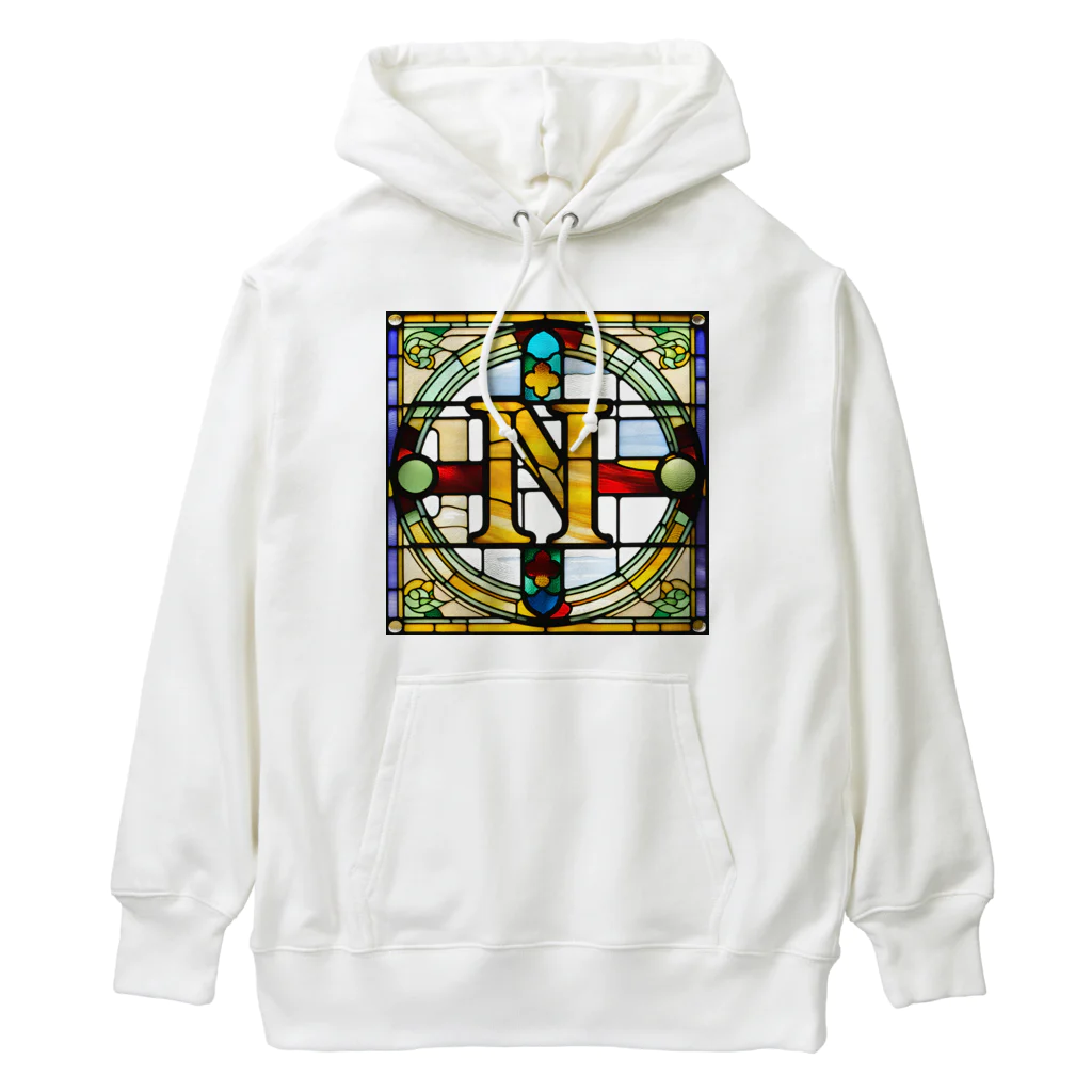 alphabet stained glassのstained glass N ヘビーウェイトパーカー