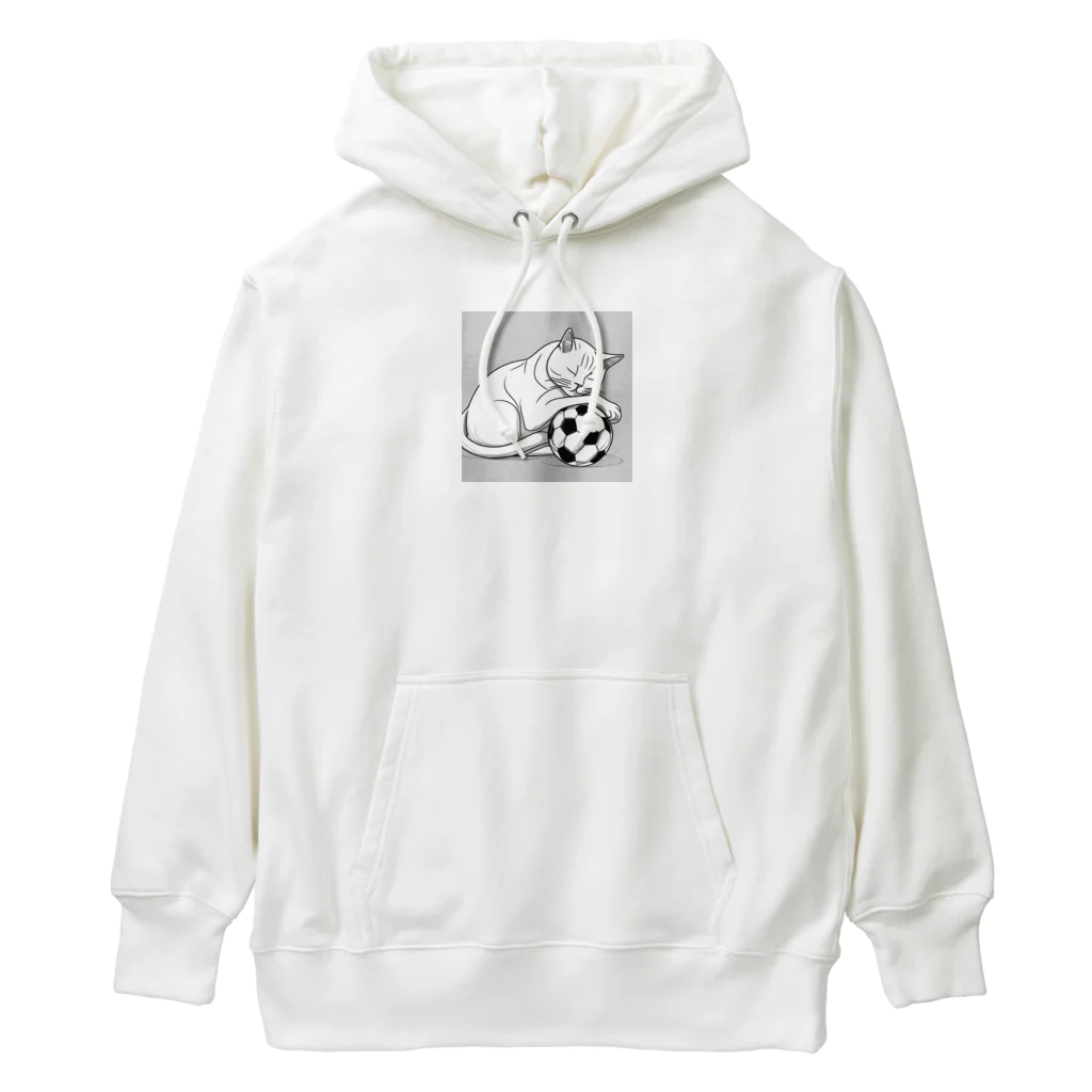 どうぶつやのサッカーボールと猫 Heavyweight Hoodie