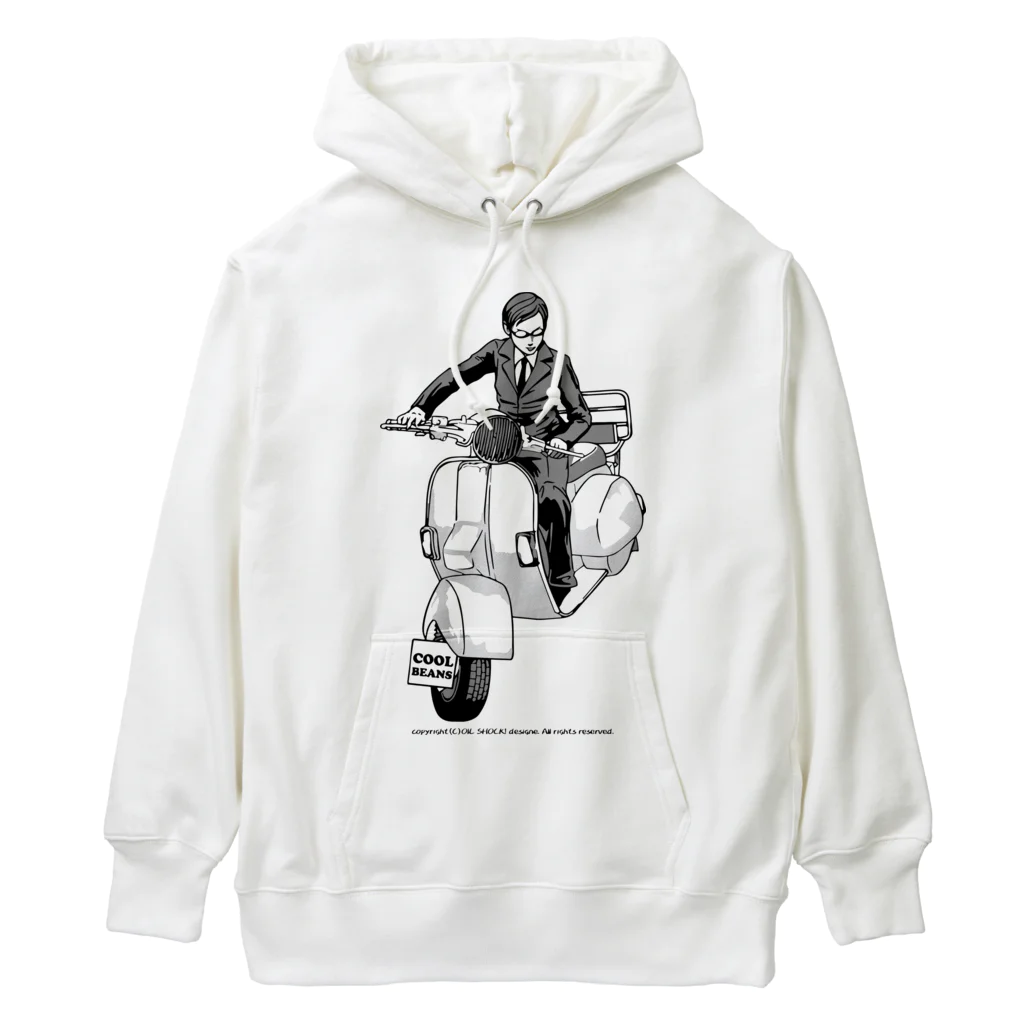 ファンシーTシャツ屋のクラシックスクーターに乗る男性 Heavyweight Hoodie