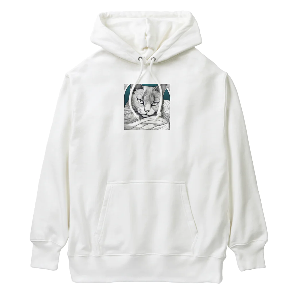 リキ製作所の彫刻のような猫 Heavyweight Hoodie