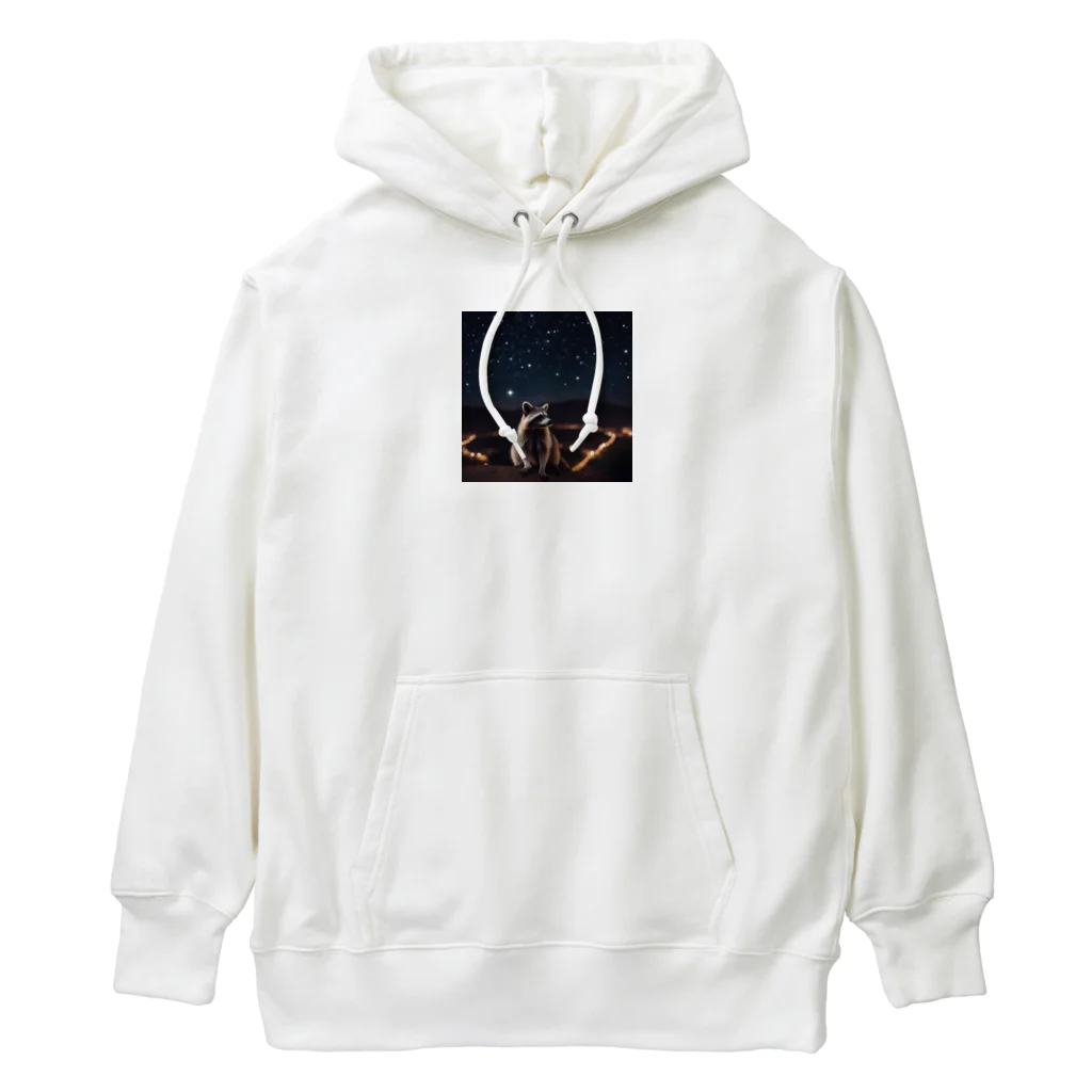 araiguma_shopの星を眺めているアライグマ Heavyweight Hoodie