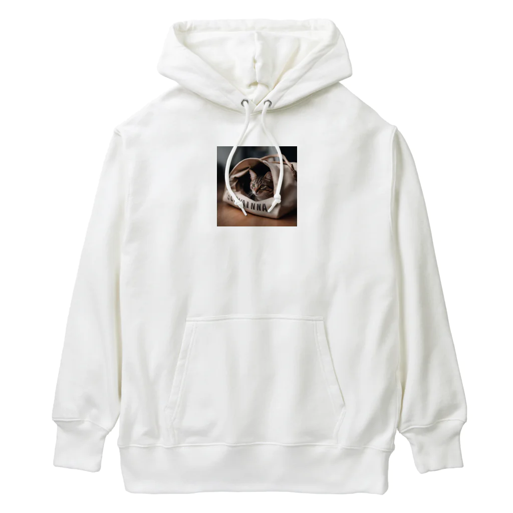 LuckyRiverShineの袋に入っている猫 Heavyweight Hoodie