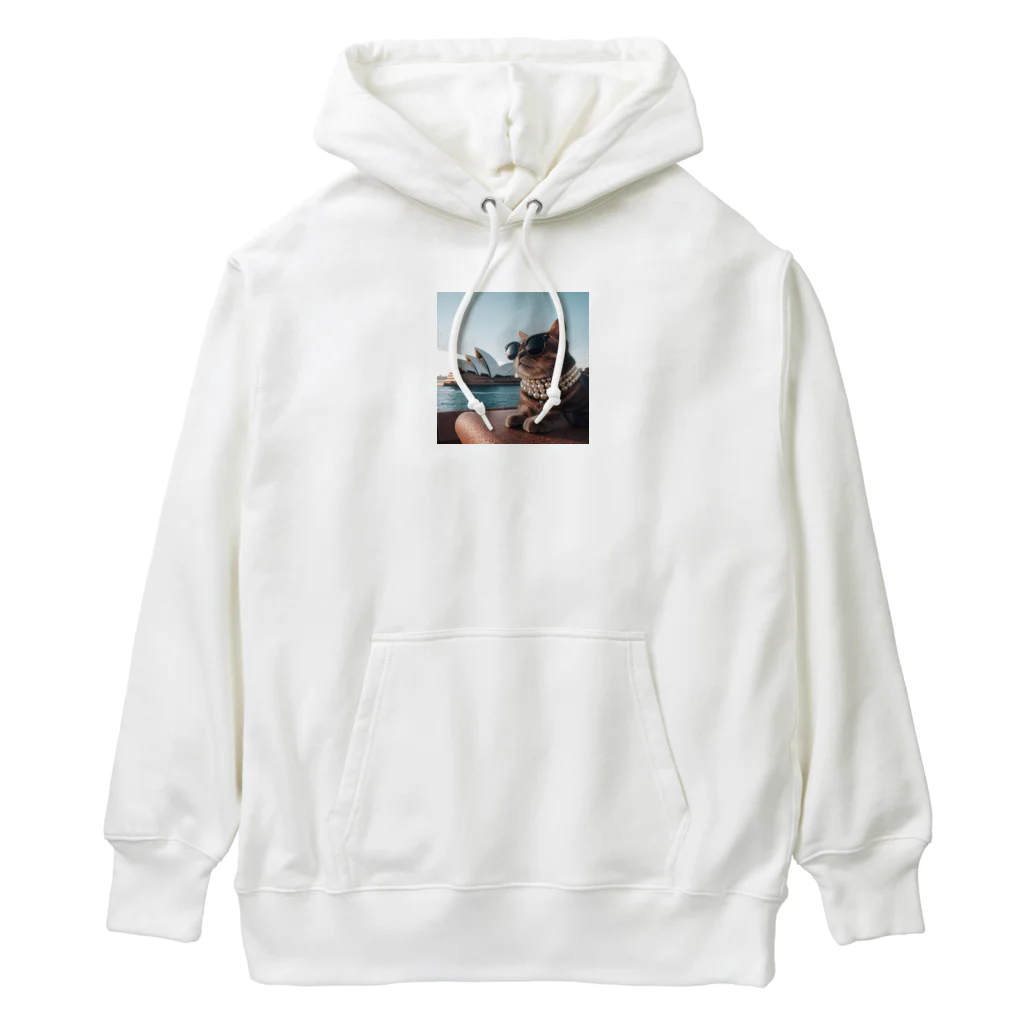 jkmurataのパールネックレス大好きなカッコいいねこがシドニーオペラハウス前にて Heavyweight Hoodie