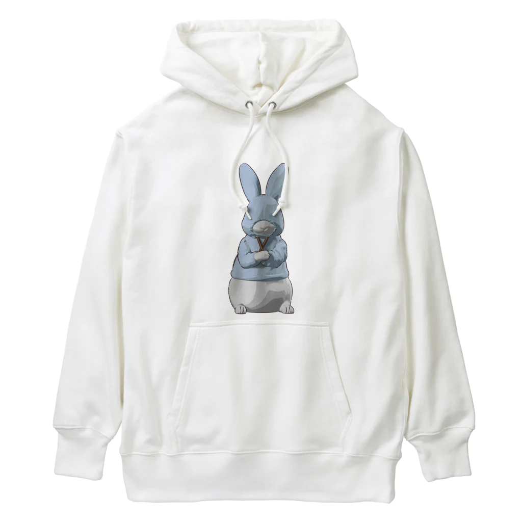 鬼鞍 ONIKURAのパーカーぎゅう～うさぎ ブルー Heavyweight Hoodie