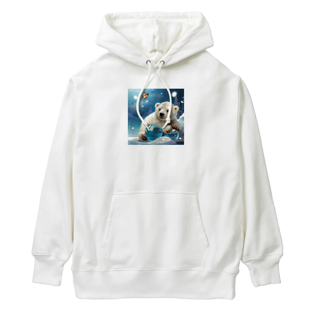 りんりんの可愛いシロクマちゃんショップ　かわいいよ！のボールを守っている白熊 Heavyweight Hoodie