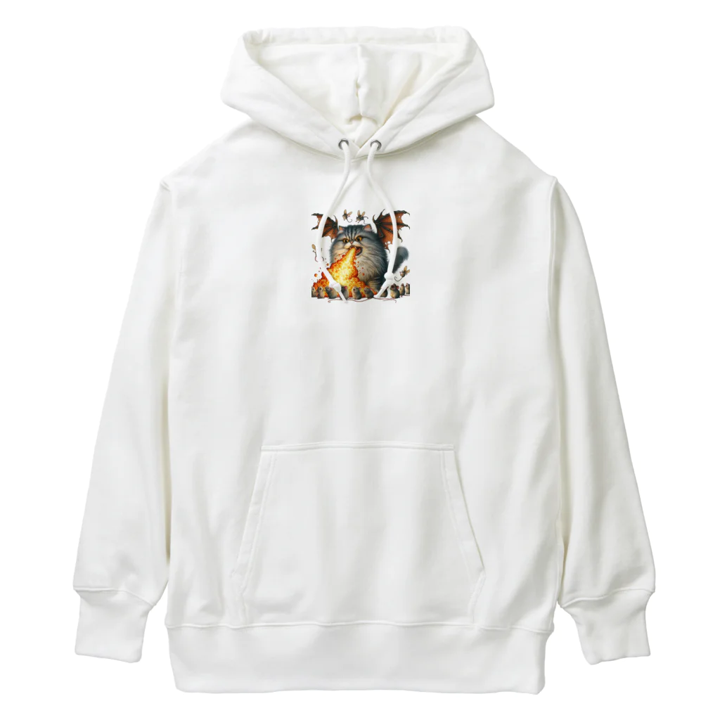 nekodoragonのブサカワ！火噴き猫ドラゴン　背景透過ver Heavyweight Hoodie