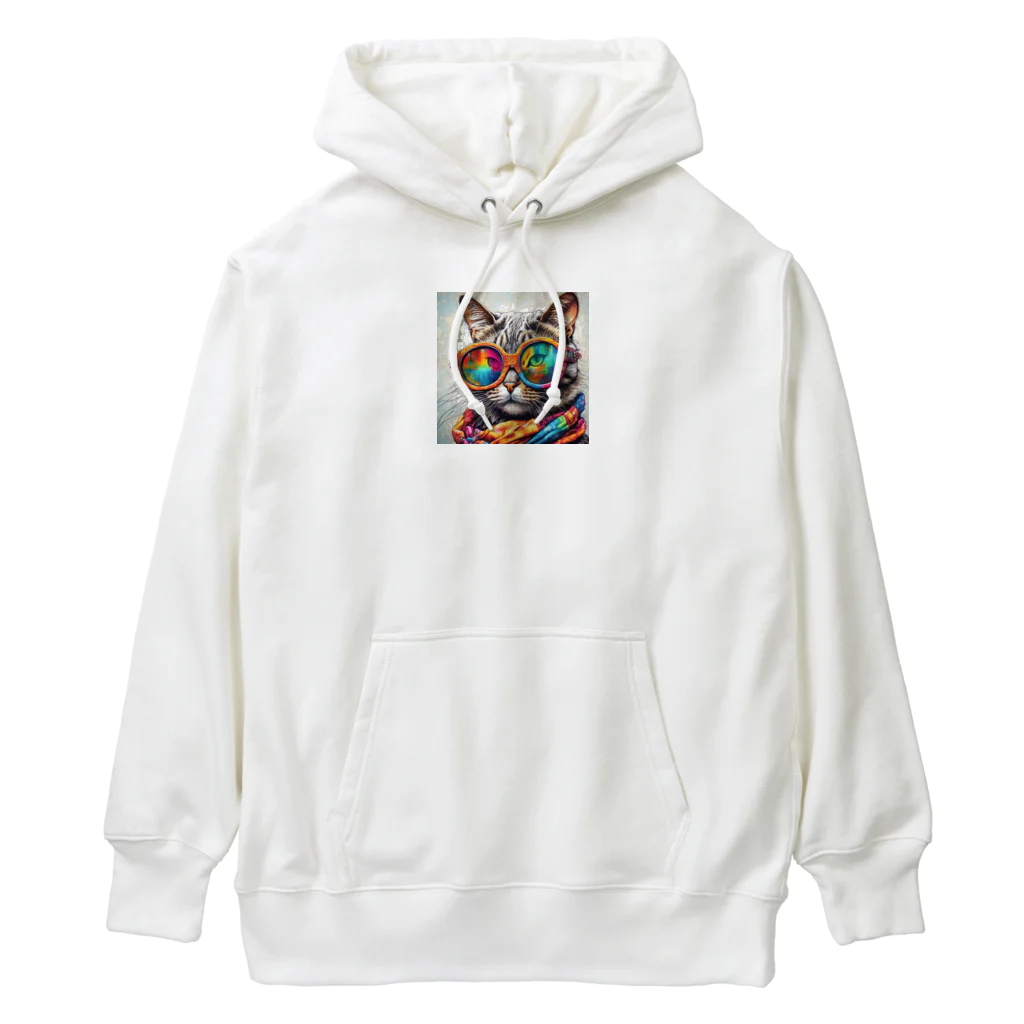 だんのんのカラフルメガネをかけた猫 Heavyweight Hoodie