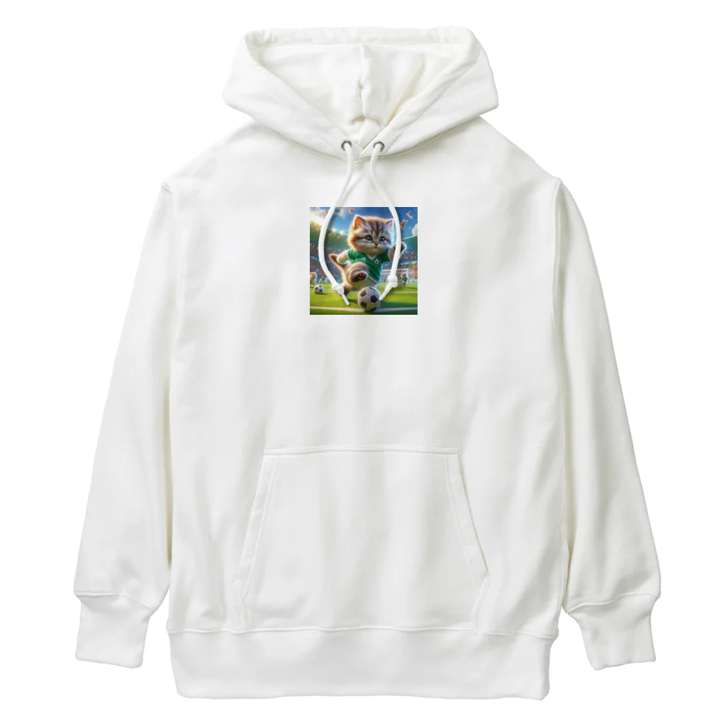 スポーツにゃんこ大戦争のサッカーにゃんこ Heavyweight Hoodie