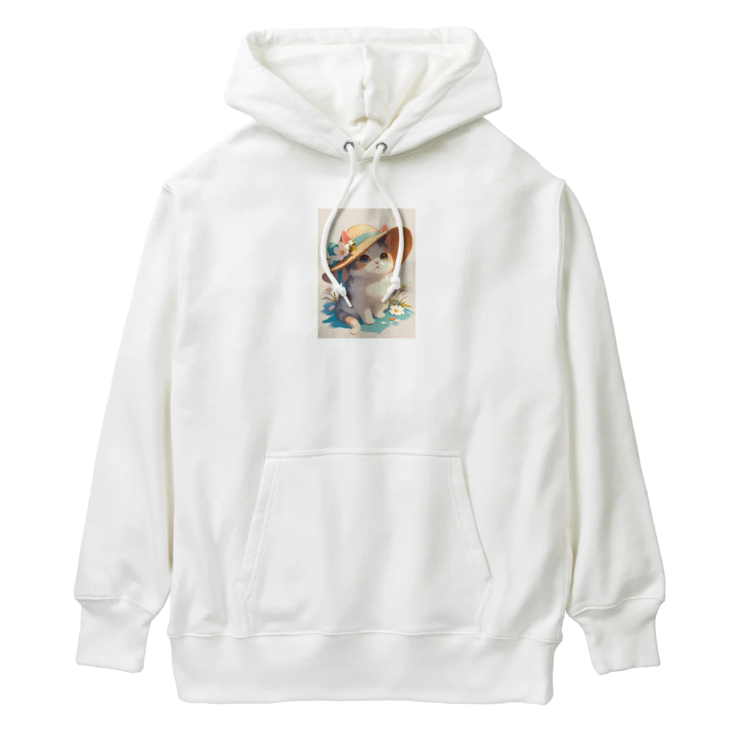 AQUAMETAVERSEの帽子をかぶった可愛い子猫 Marsa 106 Heavyweight Hoodie