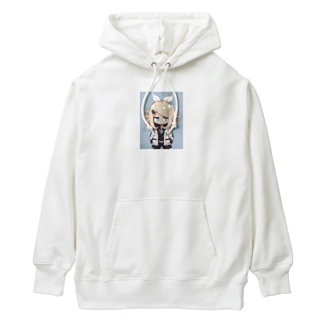 牡羊イチの金髪 少女 ピクセルアート Heavyweight Hoodie