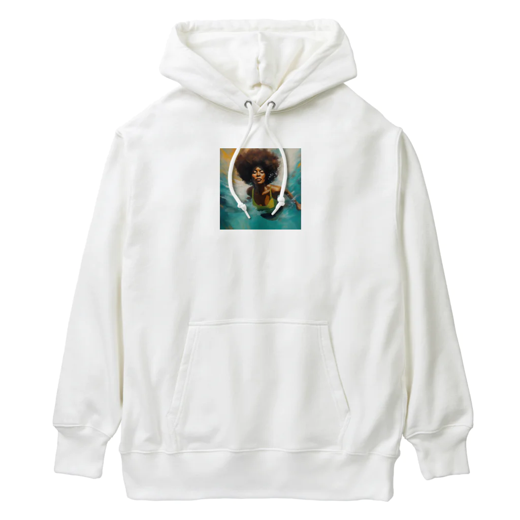 qloの海の世界を楽しむ女性 Heavyweight Hoodie