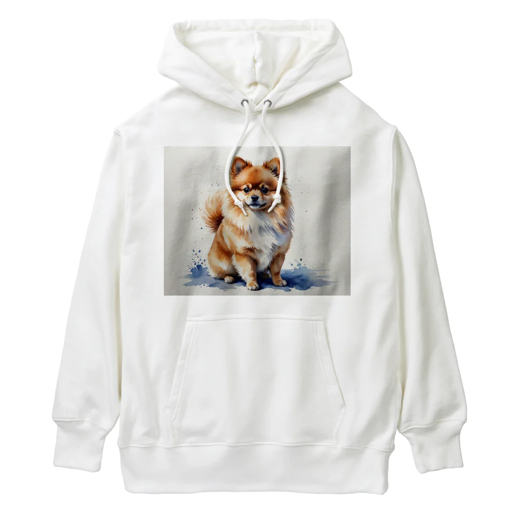 Animal Illustration shopのポメラニアン　Pomeranian　水彩画風 Heavyweight Hoodie