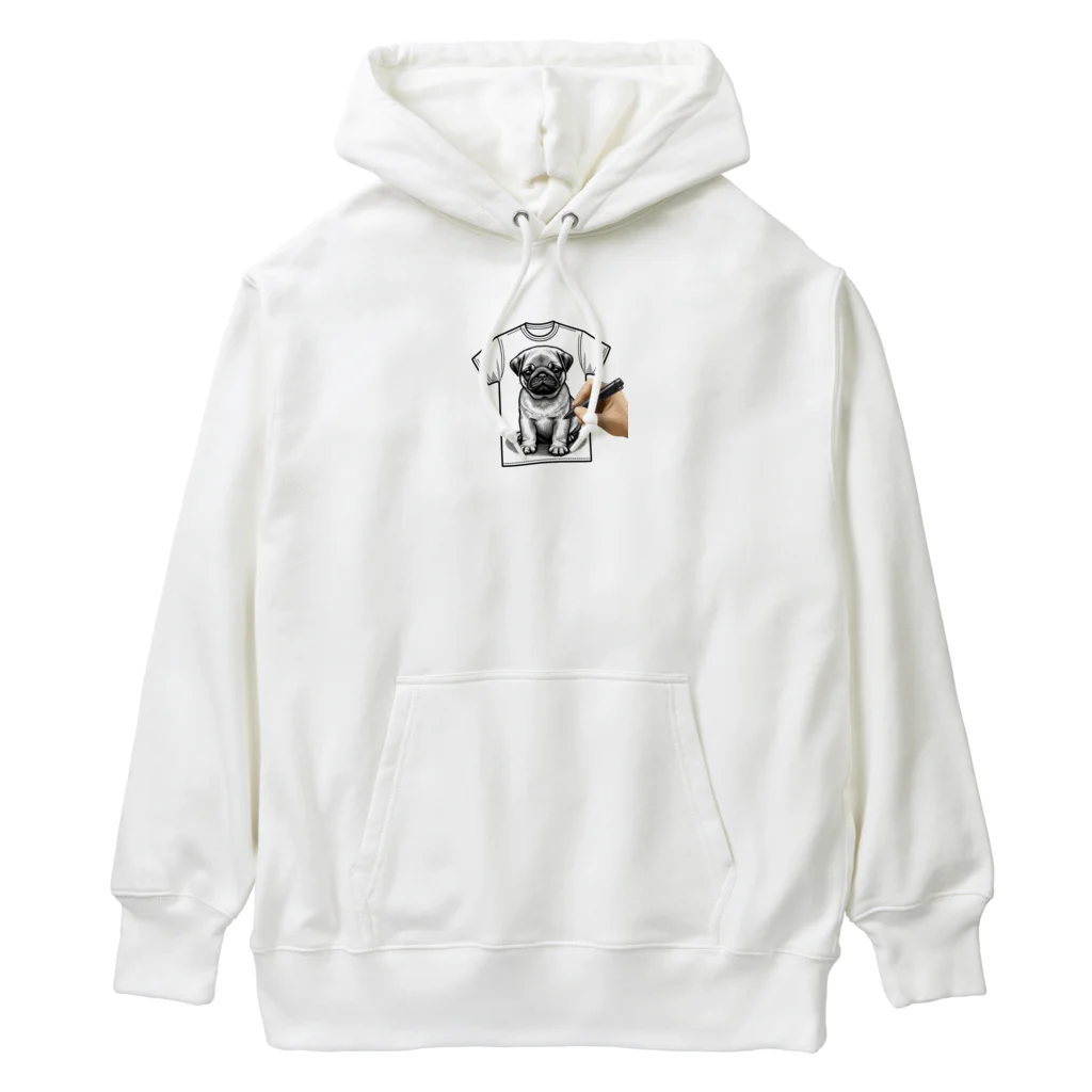 鼻ぺちゃ犬と和猫のデッサンパグ T Heavyweight Hoodie