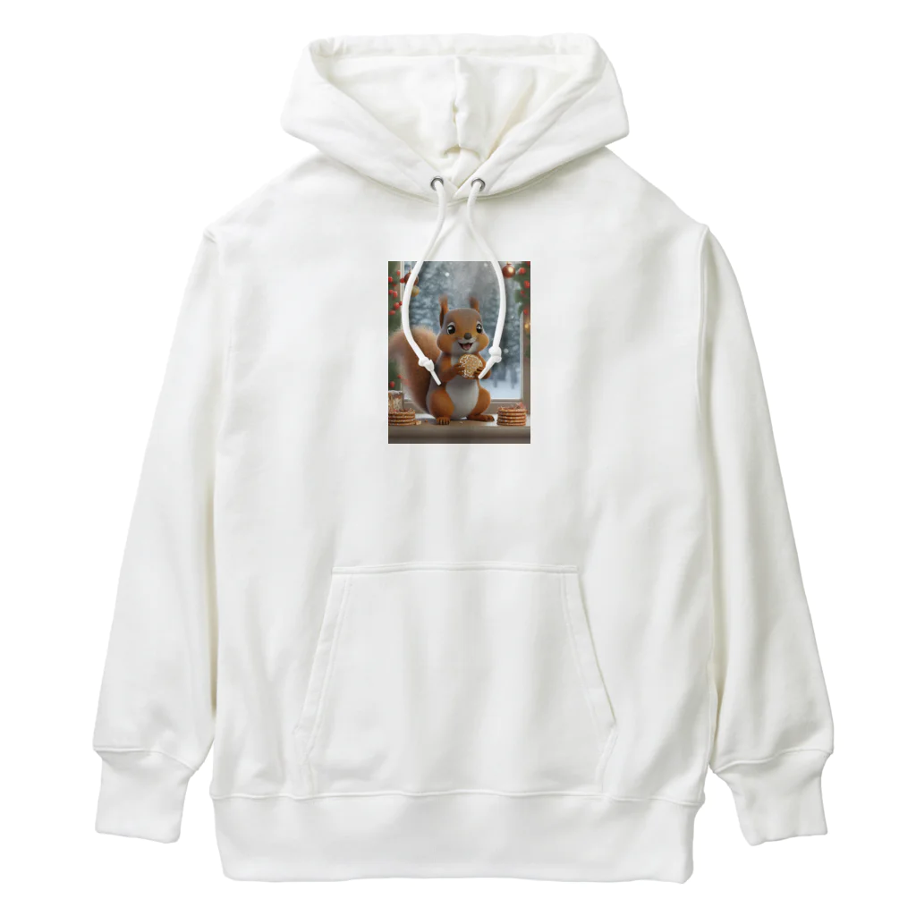 Colorful Canvasの窓辺でクッキーを食べるリス Heavyweight Hoodie