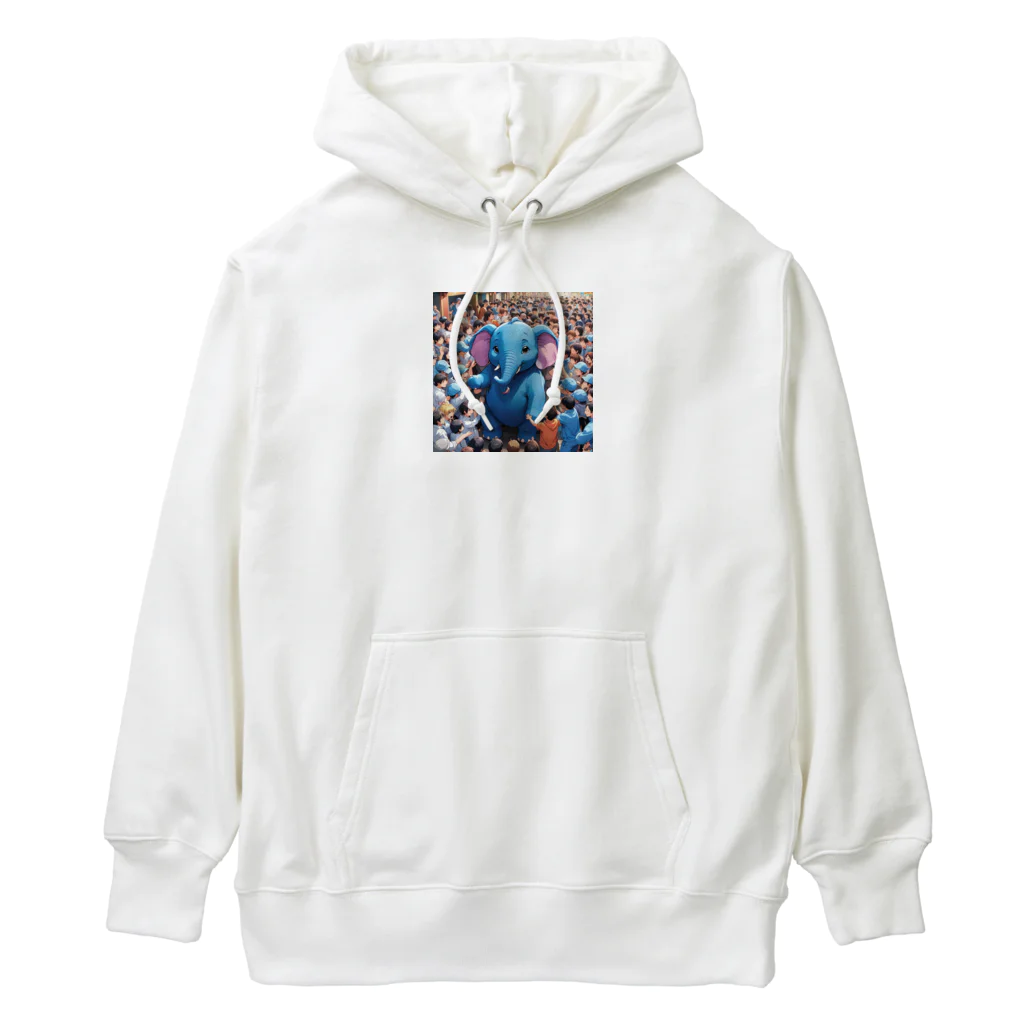 にっくすSTOREの人ごみで押されたり、ぶつけられる青いゾウ Heavyweight Hoodie