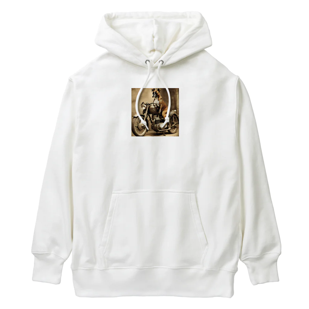 ボクサー犬が好きなんです❗のオートバイとボクサー Heavyweight Hoodie