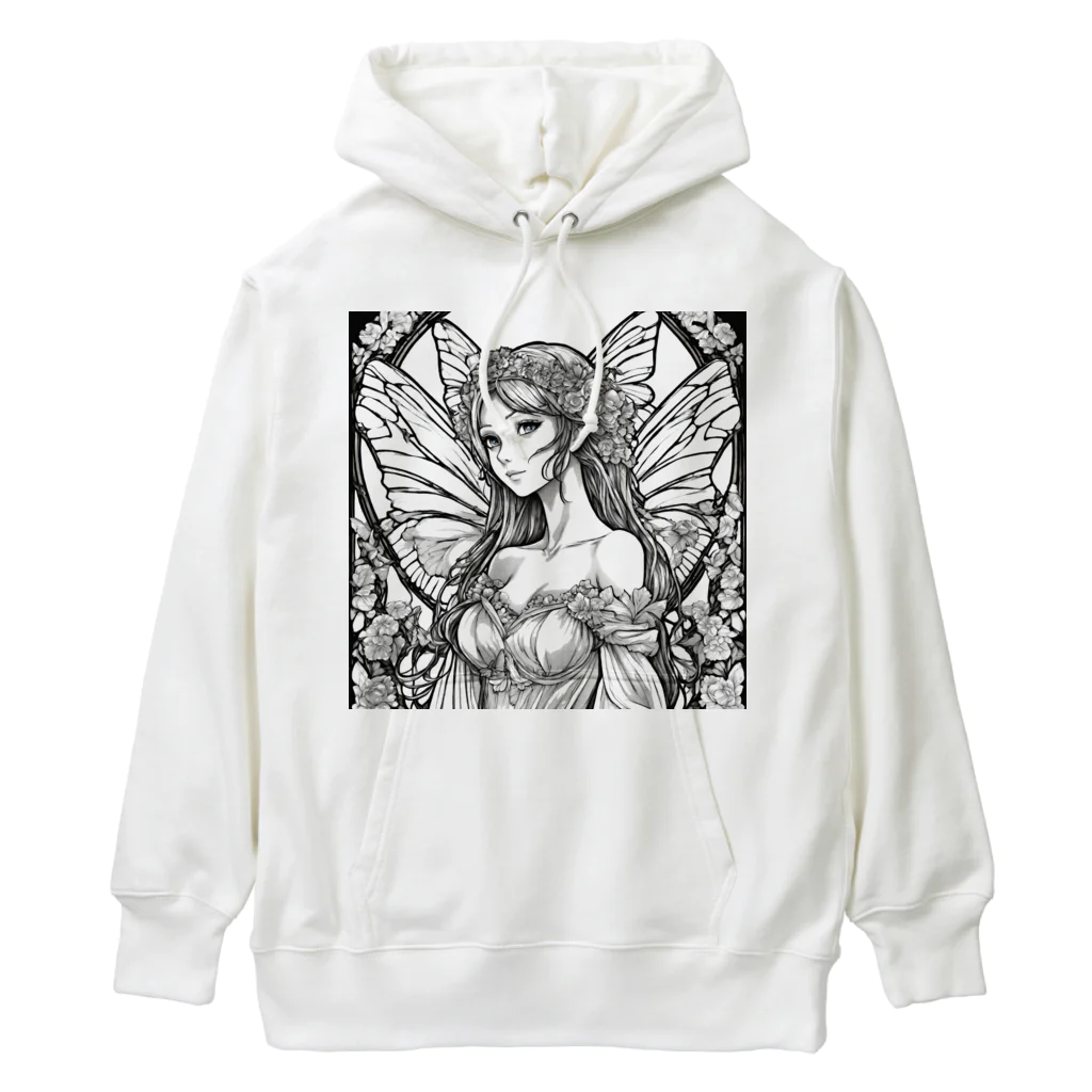 かるるんショップの妖精の花嫁シリーズ　モノトーン　バストアップ Heavyweight Hoodie