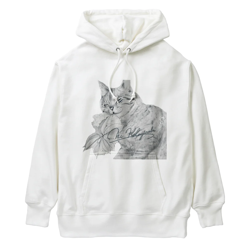 猫と犬のうちの子アート|Kobayashi Aiの桜ねこ|cherry blossom cat Heavyweight Hoodie