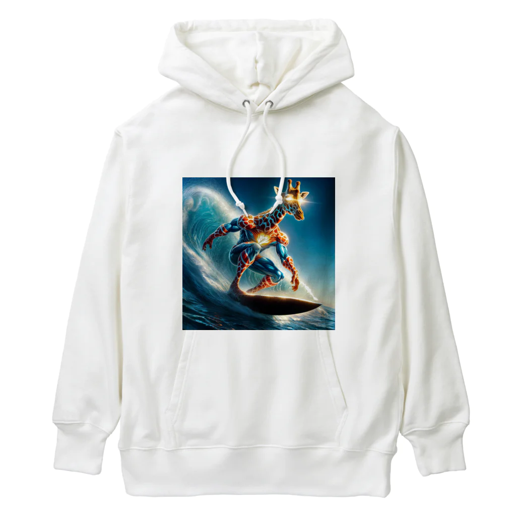 アニマルxスポーツグッズ「アニマル・ヒーローズ」の『波乗りキリンMUSASHI - サーフアドベンチャー』グッズ Heavyweight Hoodie