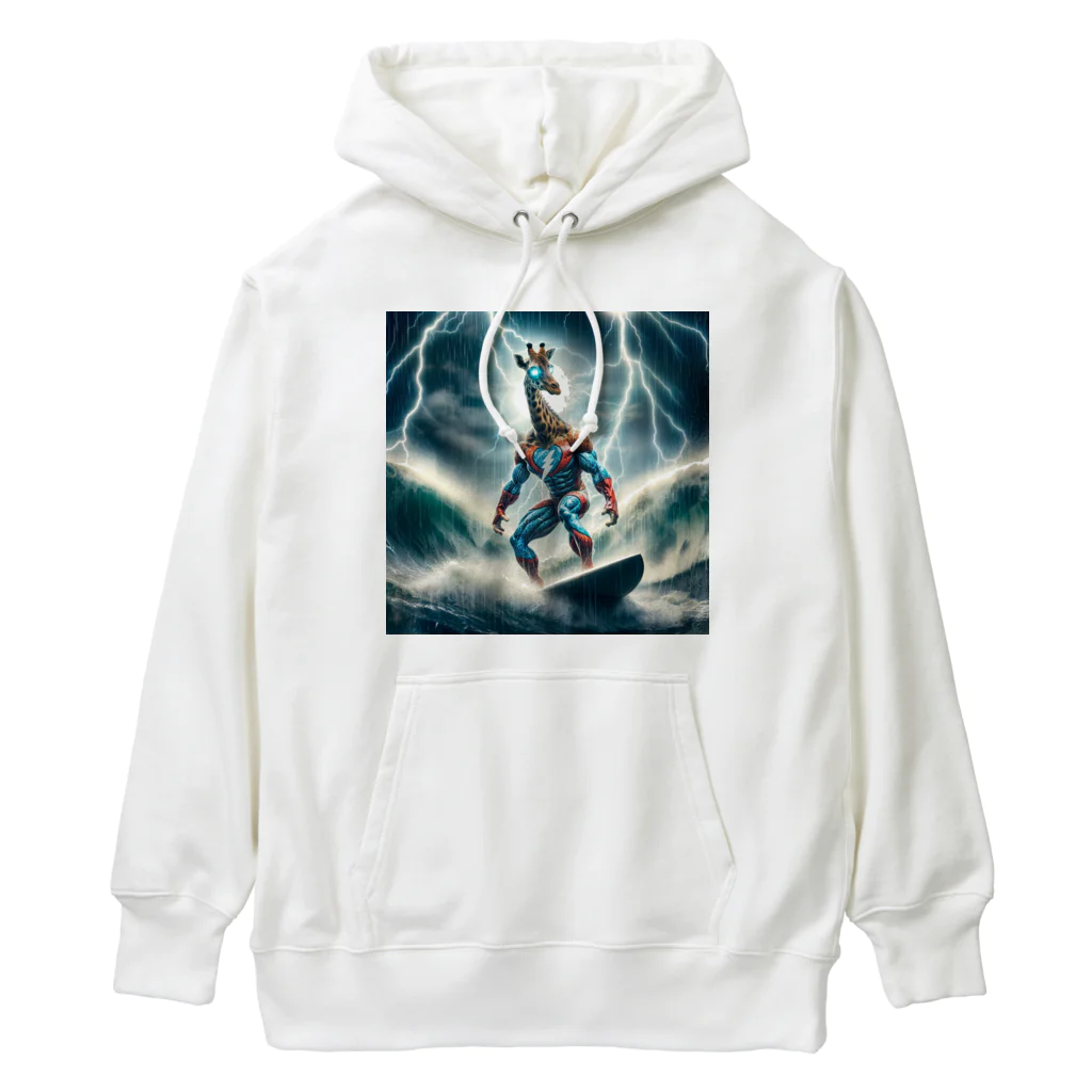 アニマルxスポーツグッズ「アニマル・ヒーローズ」の『キリンKOJIRO - 波乗り嵐での挑戦』 Heavyweight Hoodie