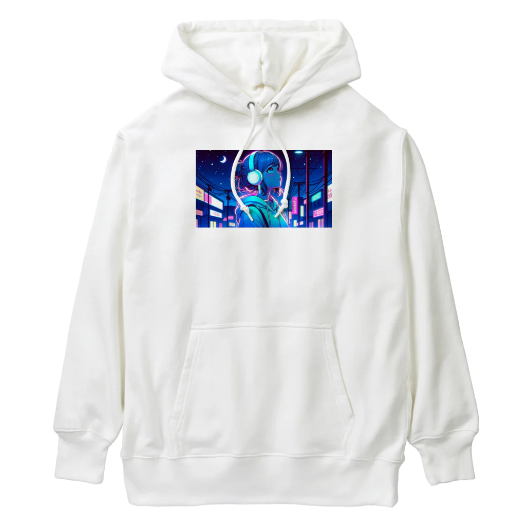 DesignColorsのネオンカラーな夜の少女 Heavyweight Hoodie