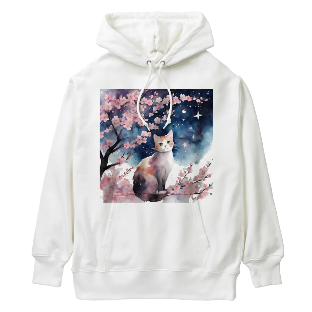 星降る夜にのsakura cat1 Heavyweight Hoodie