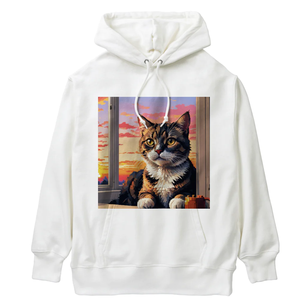 ねこネコ猫nekoの夕日と猫 Heavyweight Hoodie