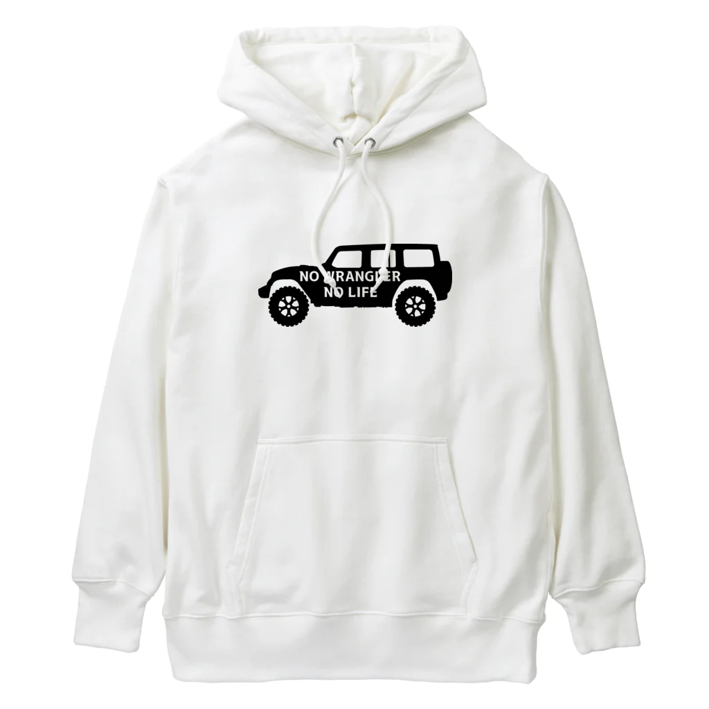 QUQU_WORKSのノーラングラーノーライフ ジープ ブラック Heavyweight Hoodie