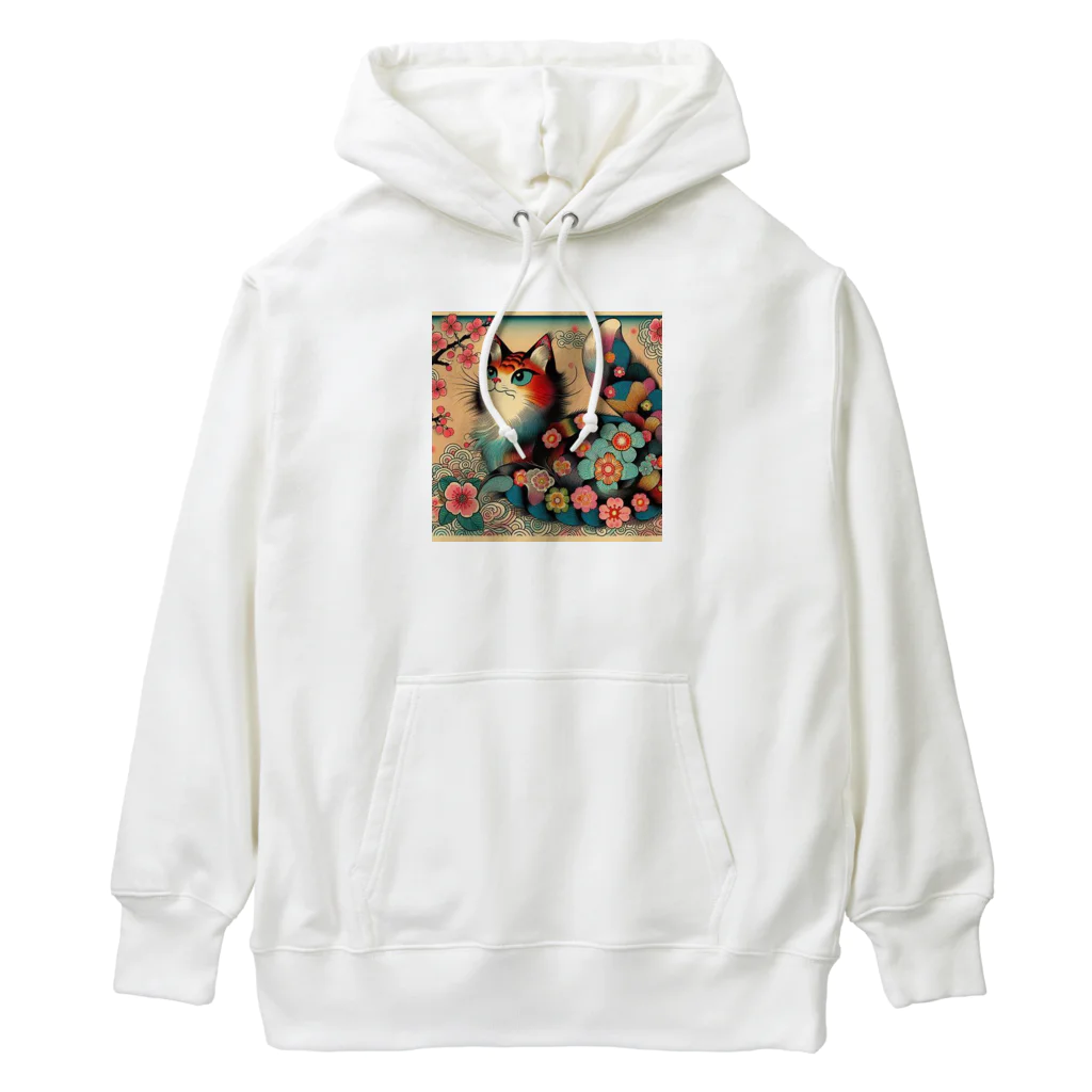 chaochao0701の浮世絵風　カラフル猫「Ukiyo-e-style Colorful Cat」「浮世绘风格的多彩猫」 Heavyweight Hoodie