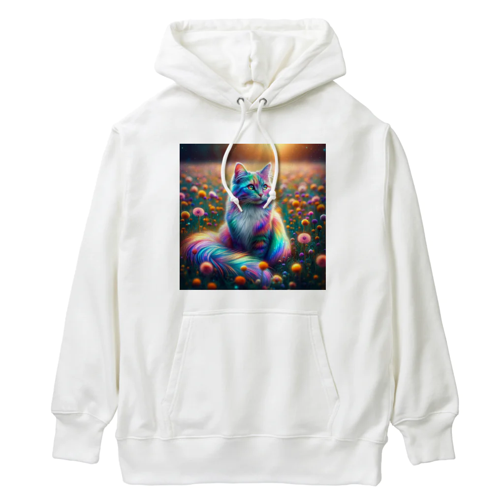 momonekokoの虹色に輝く優雅な猫 Heavyweight Hoodie