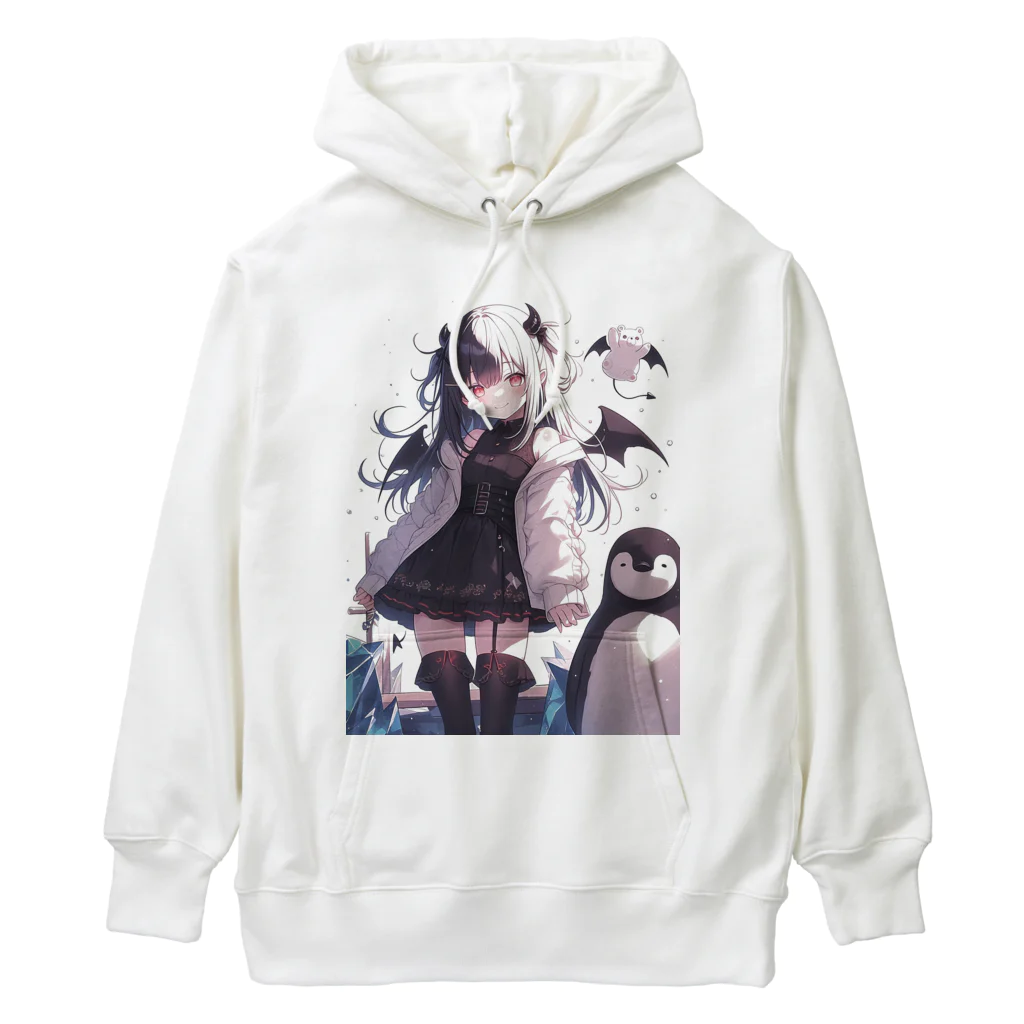 シロクマペンギンの冷極フローズン✕小悪魔ガール Heavyweight Hoodie